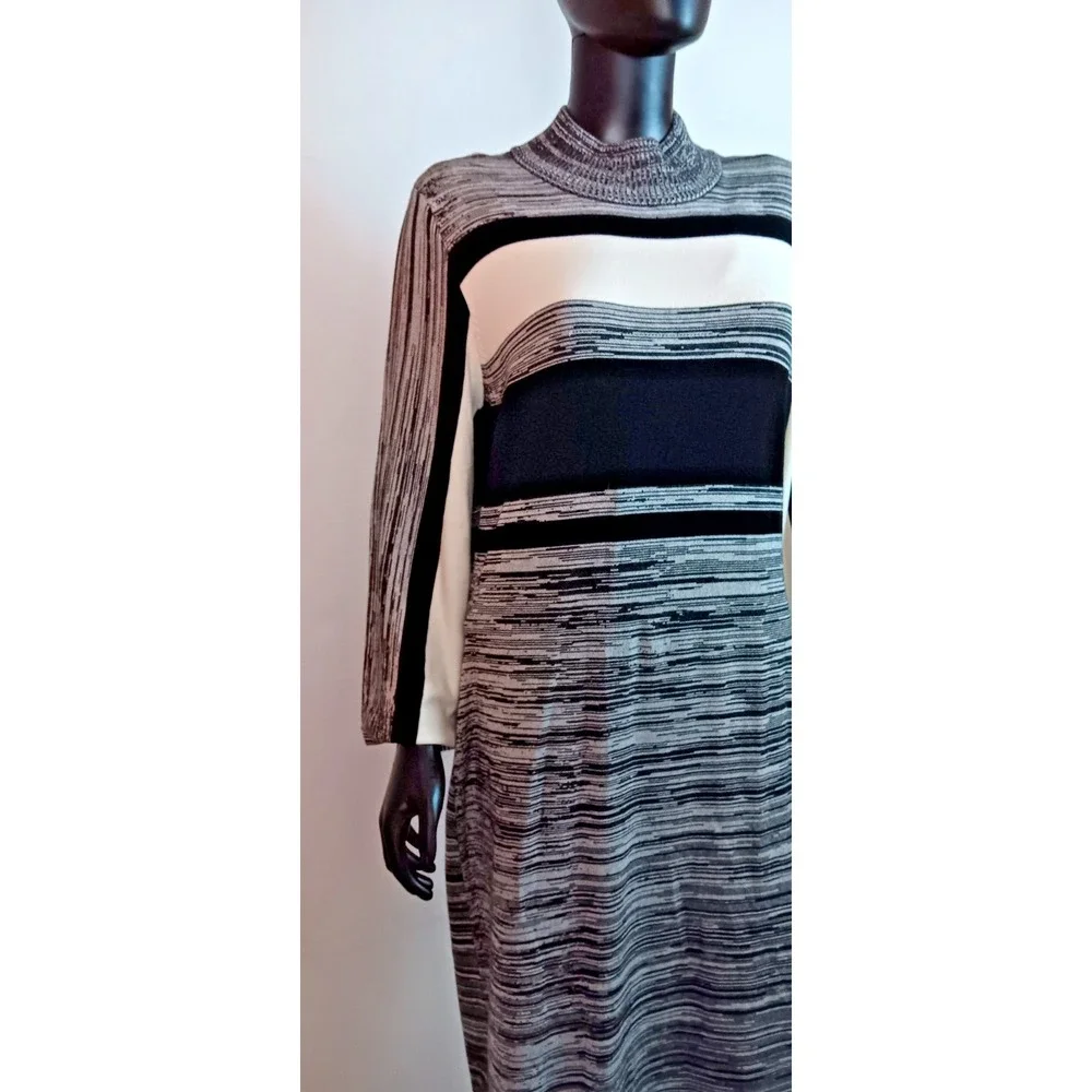 Dana Buchman women's‎ knit stretch fitted Pull on long sleeve strip dress XL